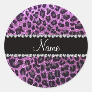 Sticker Rond Empreinte de léopard de parties scintillant violet