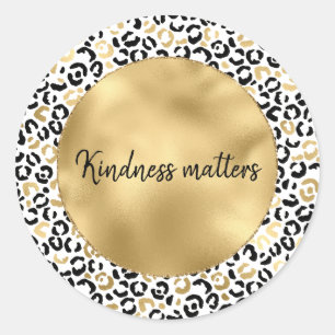 Sticker Rond Empreinte de léopard Gold Black Glam personnalis