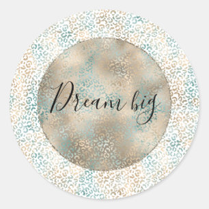 Sticker Rond Empreinte de léopard Gold turquoise