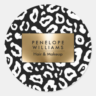 Sticker Rond Empreinte de léopard noir et blanc