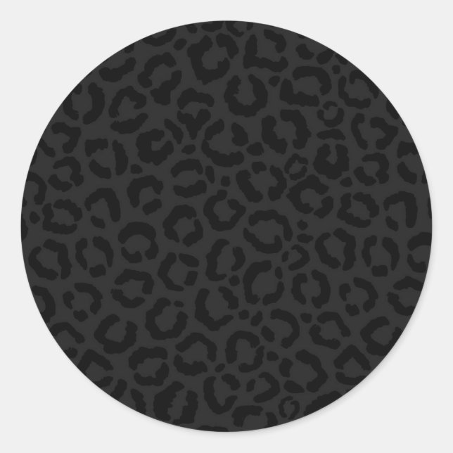 Sticker Rond Empreinte de léopard noir minimal moderne (Devant)
