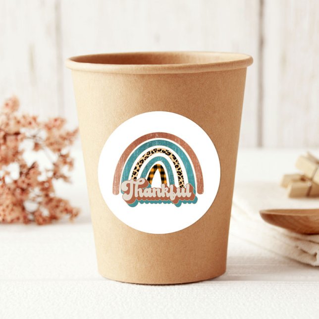 Sticker Rond Empreinte de léopard Rainbow Thanksgiving (Créateur téléchargé)