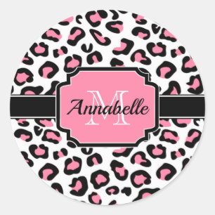 Sticker Rond Empreinte de léopard rose