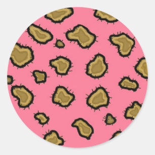 Sticker Rond Empreinte de léopard rose