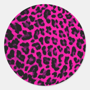 Sticker Rond Empreinte de léopard rose chaud