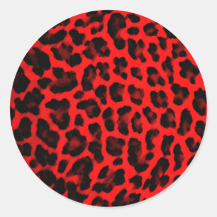 Sticker Rond Empreinte de léopard rouge