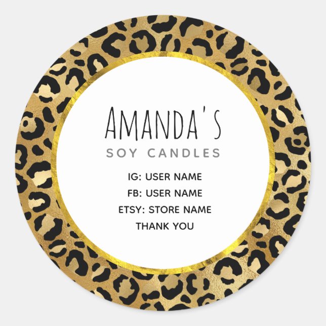 Sticker Rond Empreinte de léopard sauvage et exotique Motif (Devant)