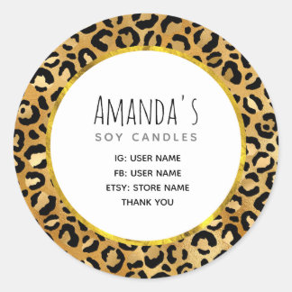 Sticker Rond Empreinte de léopard sauvage et exotique Motif