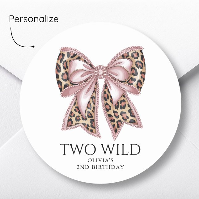 Sticker Rond Empreinte de léopard Two Wild Bow 2e anniversaire (Créateur téléchargé)