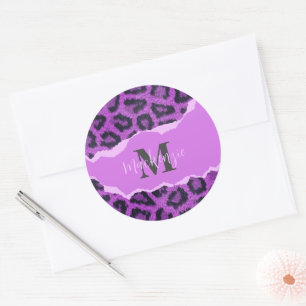 Sticker Rond Empreinte de léopard violet