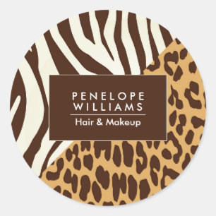 Sticker Rond Empreinte de léopard Zebra Imprimer