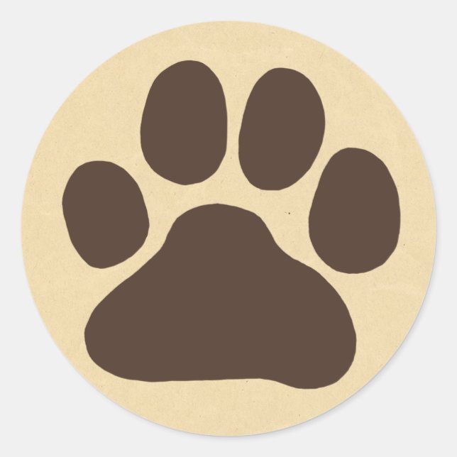 Sticker Rond Empreinte de pas canine mignonne de l'empreinte de (Devant)