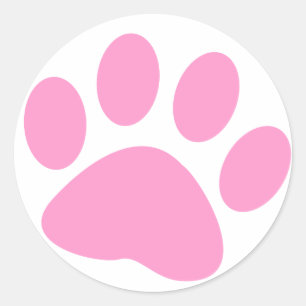 Sticker Rond Empreinte de patte animal chien rose clair