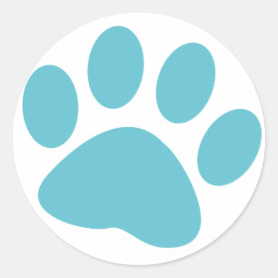 Sticker Rond Empreinte de patte animal de chien bleu clair
