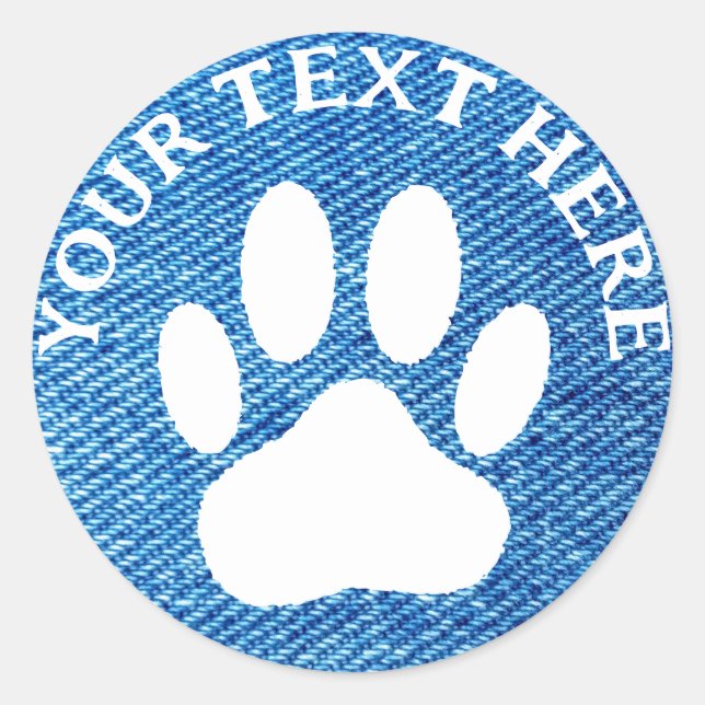 Sticker Rond Empreinte de patte blanc Texte personnalisé Déni b (Devant)
