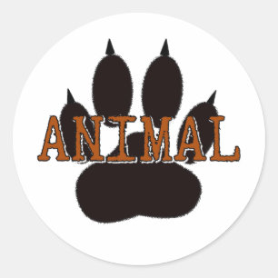 Sticker Rond Empreinte de patte d'animal noir