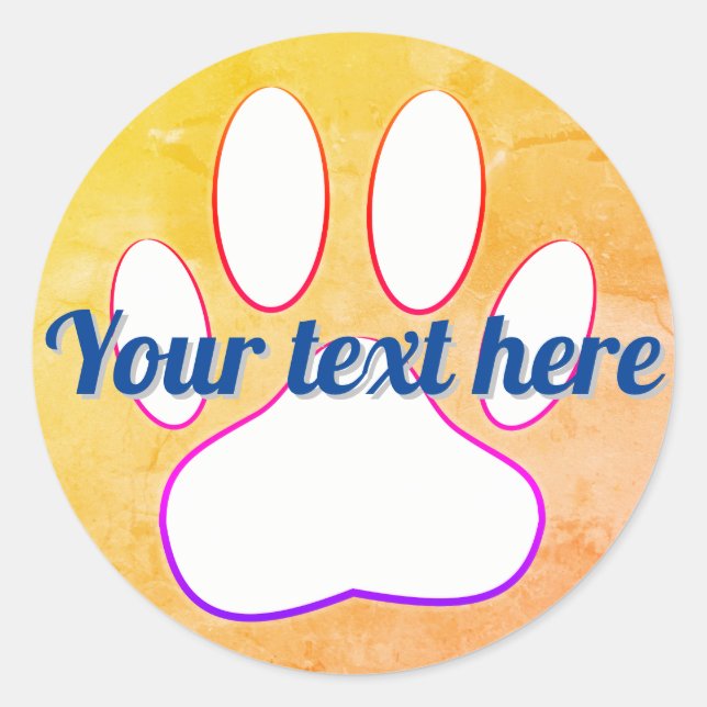Sticker Rond Empreinte de patte de chien Ajouter un texte perso (Devant)