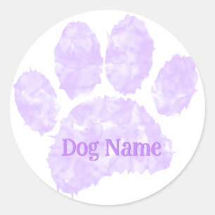 Sticker Rond Empreinte de patte de chien avec nom personnalisé
