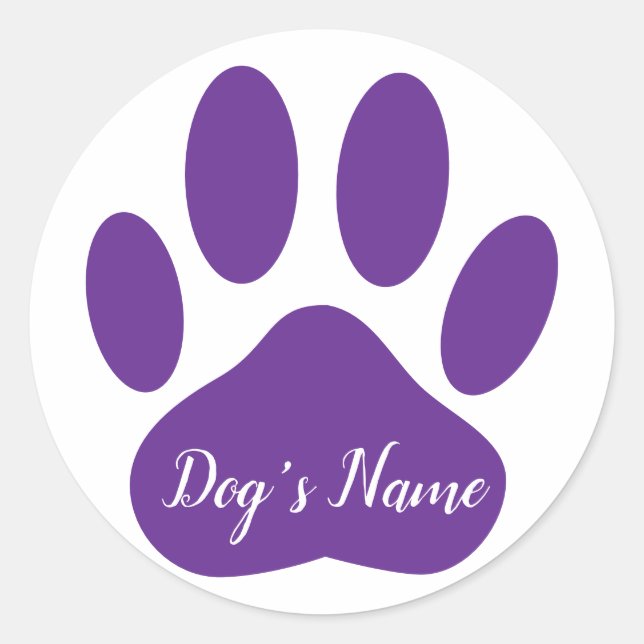 Sticker Rond Empreinte de patte De Chien Avec Nom Personnalisé  (Devant)