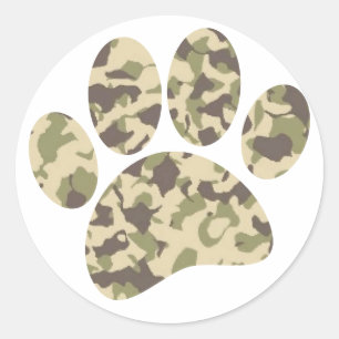 Sticker Rond Empreinte de patte de chien Camo