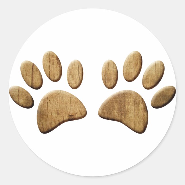 Sticker Rond Empreinte de patte de chien de bois (Devant)