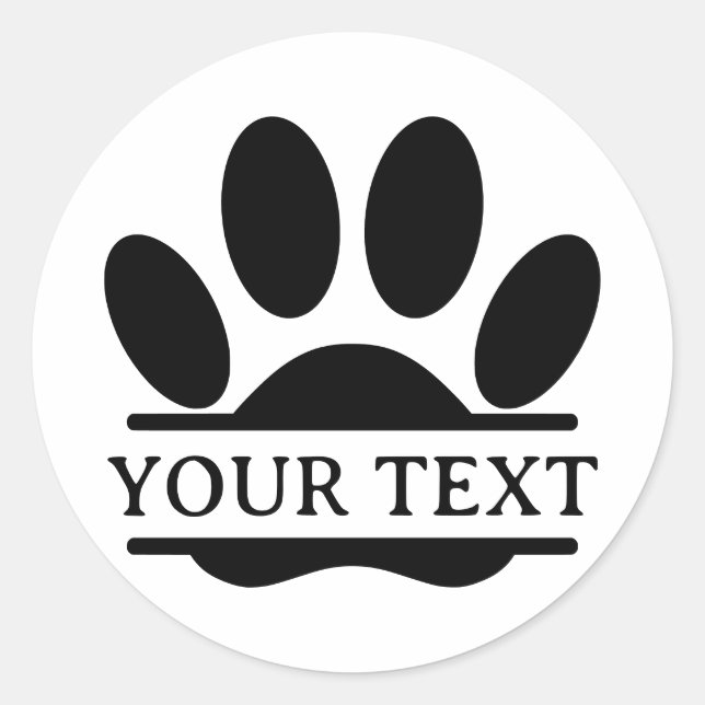 Sticker Rond Empreinte de patte de chien dessin partagé texte m (Devant)