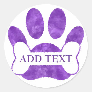 Sticker Rond Empreinte de patte De Chien Et Couleur D'Aquarelle