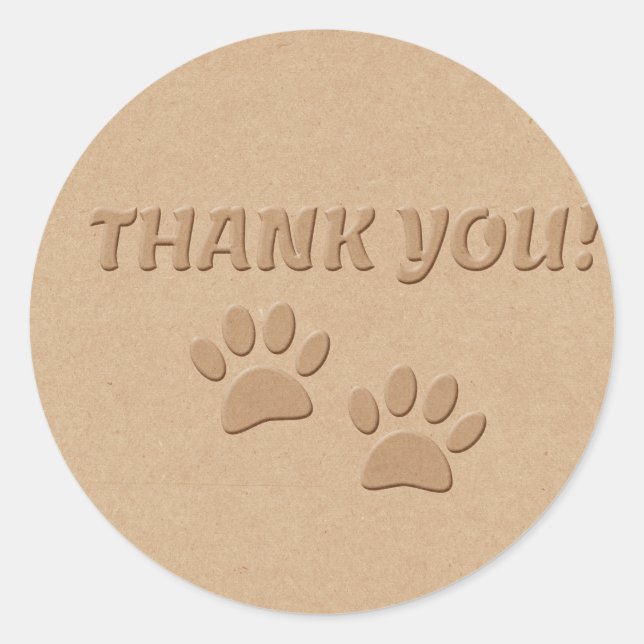 Sticker Rond Empreinte de patte De Chien Et Merci De Texte (Devant)