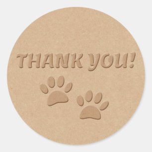 Sticker Rond Empreinte de patte De Chien Et Merci De Texte Clas