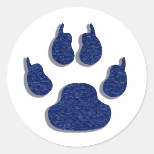 Sticker Rond Empreinte de patte de chiens Bleus