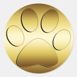 STICKER ROND EMPREINTE DE PATTE D'OR