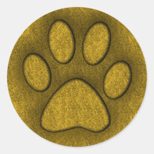 STICKER ROND EMPREINTE DE PATTE D'OR