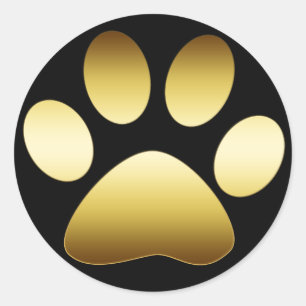 STICKER ROND EMPREINTE DE PATTE D'OR