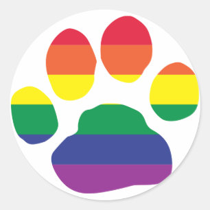 Sticker Rond Empreinte de patte gay pride