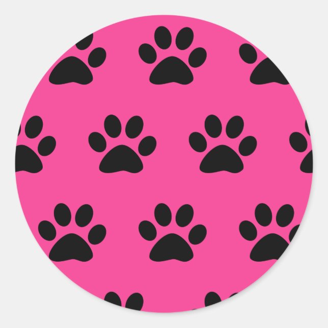 Sticker Rond Empreinte de patte Motif Noir Rose mignon Stylish  (Devant)
