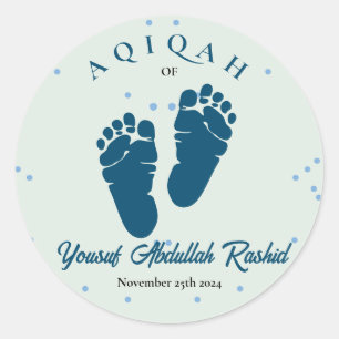 Sticker Rond Empreinte Enfant nouveau-né garçon musulman Aqiqah