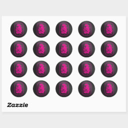 Sticker Rond Empreinte rose