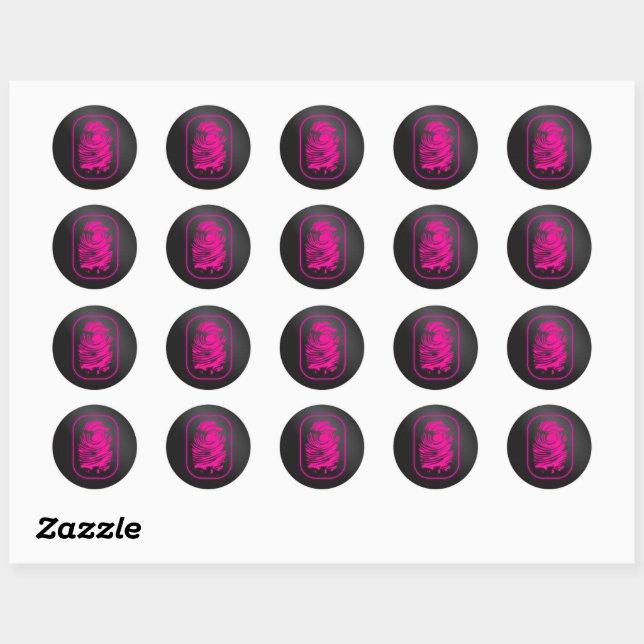 Sticker Rond Empreinte rose (Feuille)