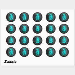 Sticker Rond Empreinte turquoise