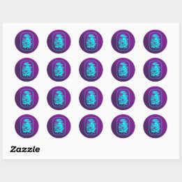 Sticker Rond Empreinte turquoise sur violet