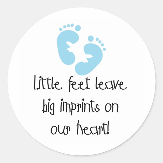 Sticker Rond Empreintes Bleues Petits Pieds Grandes Imprimantes (Devant)