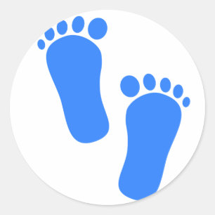 Sticker Rond Empreintes de pas de bébé bleu