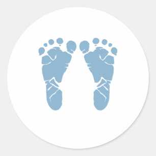 Sticker Rond Empreintes de pas de bébé bleu