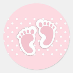 Sticker Rond Empreintes de pas roses mignonnes de bébé