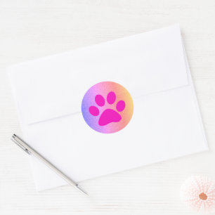 Sticker Rond Empreintes de patte roses Paillettes Rose Gold Vac