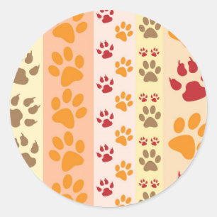 Sticker Rond Empreintes de pattes Amoureux de les chiens mignon