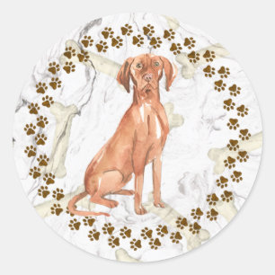 Sticker Rond Empreintes de pattes hongrois de Vizsla et Arrière