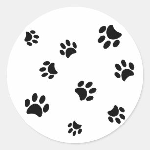 Sticker Rond Empreintes de pattes noires