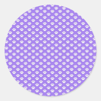 Sticker Rond Empreintes de pattes sur Purple
