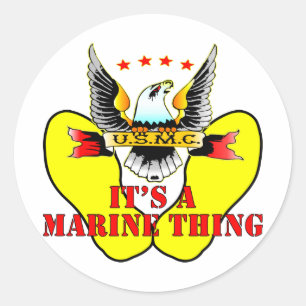 Sticker Rond Empreintes Jaunes USMC C’est une chose marine